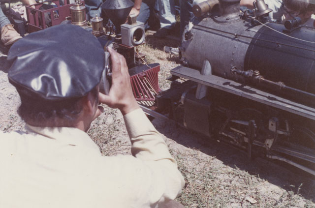Barry Garland shooting 16mm movie of the first Golden Spike cermony.